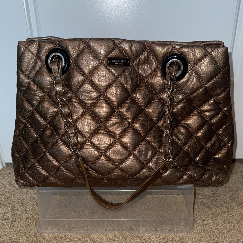 Kate Spade Metallic Shoulder Bag with Quilted Design